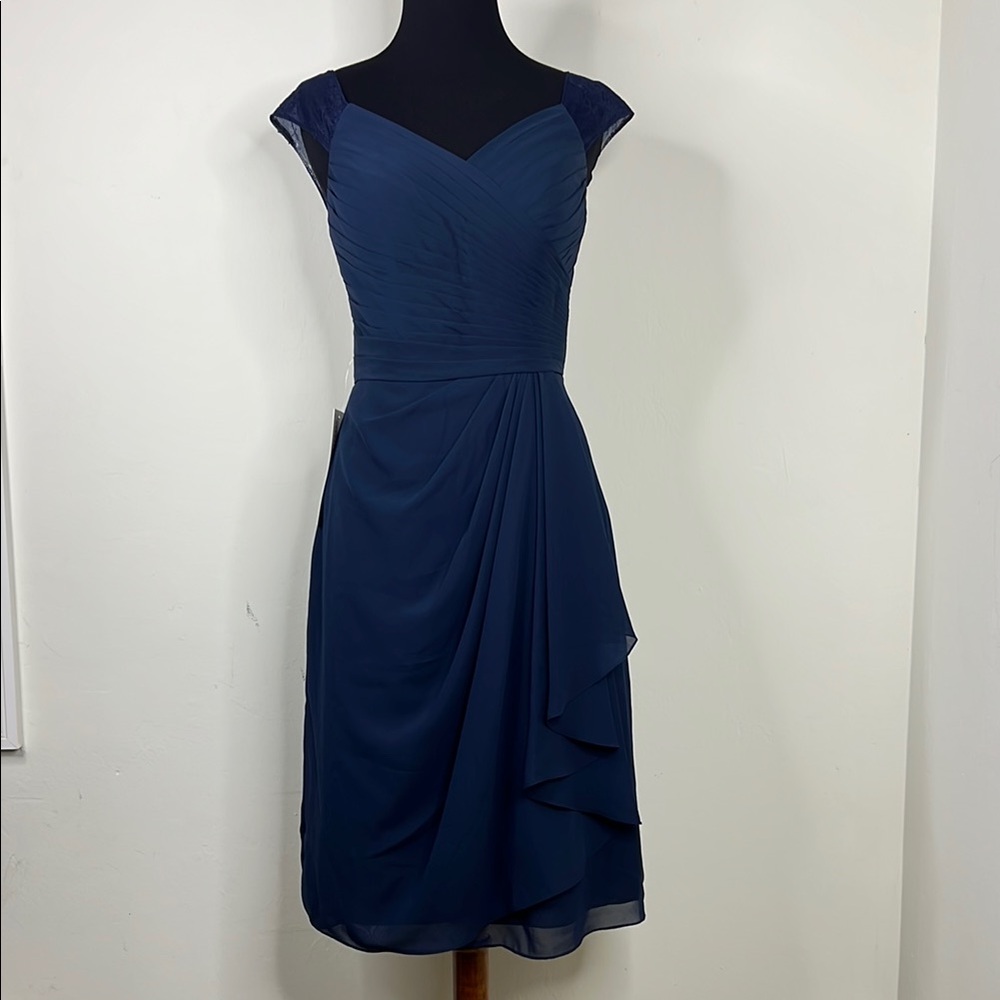 AZAZIE Elegant Navy Lace Bridesmaid Dress 2